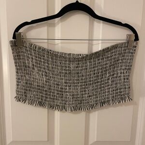 American Eagle Black and White Smocked Top